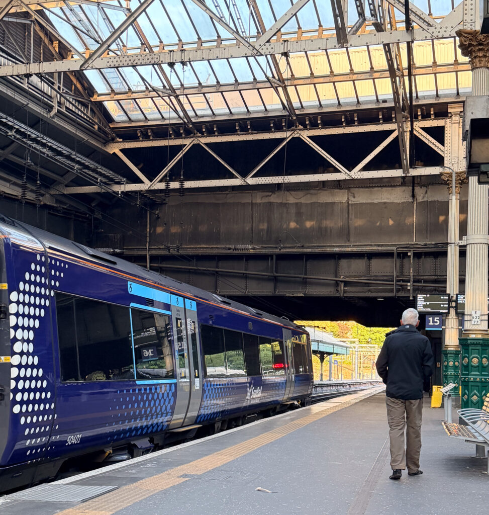 We took a train to the tram which would take us to the airport. All very civilized and on time.